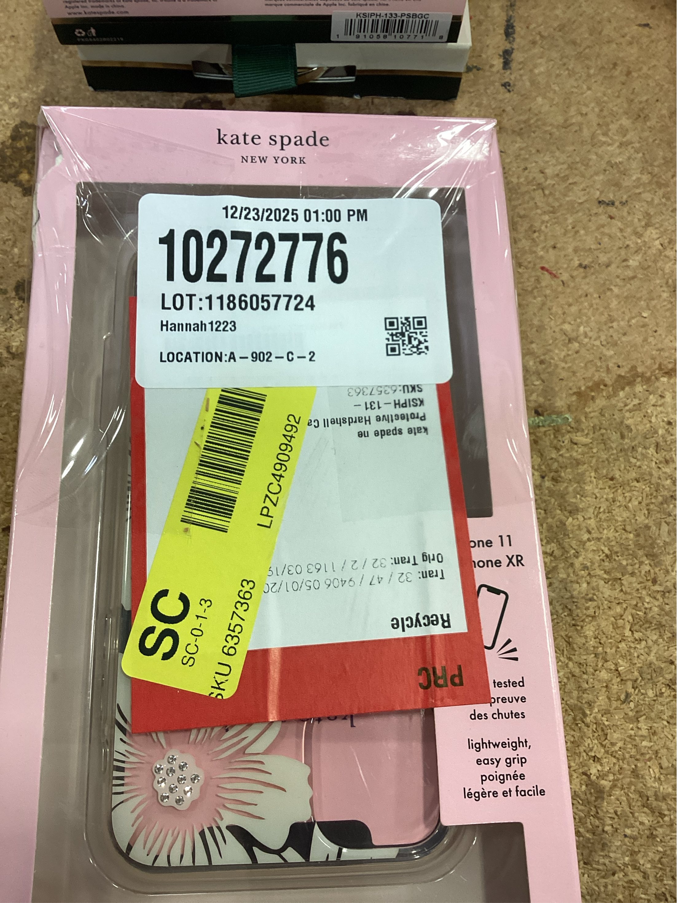 kate spade new york - Protective Hard Shell Case for Apple® iPhone® 11 - Cream With Stones/Hollyhock Floral Clear