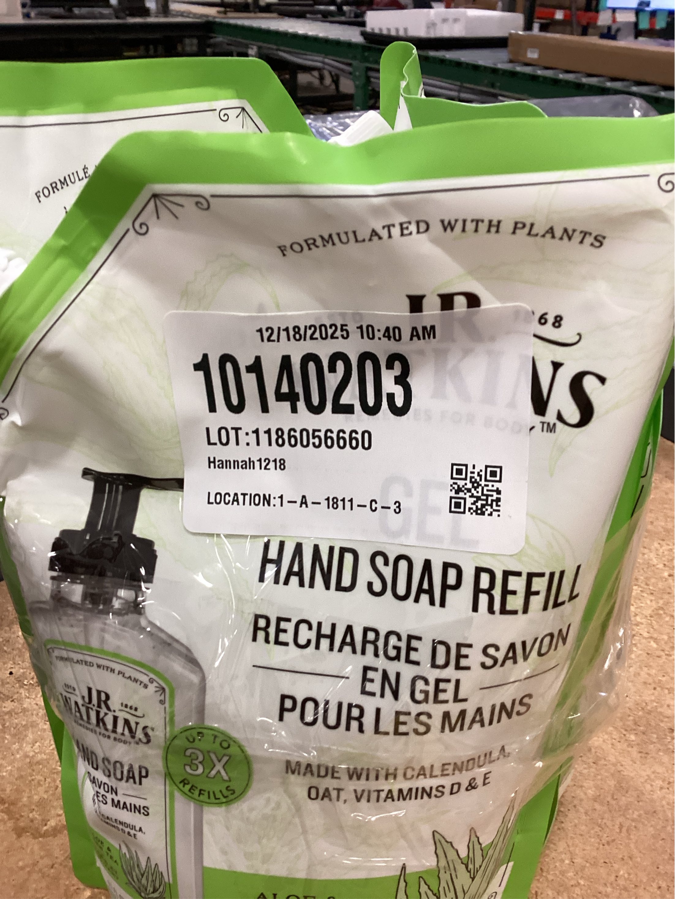 J.R. Watkins Aloe Green Tea Gel Hand Soap Refill - Case of 3/34 fz