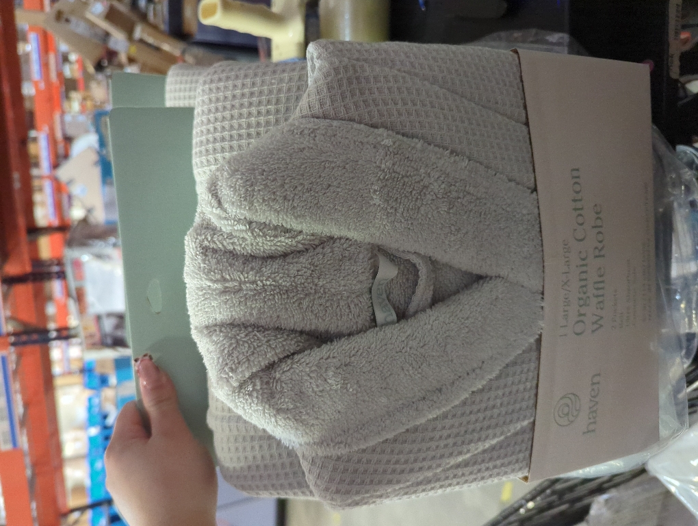 Haven Waffle Large/X-Large Organic Cotton Robe in Lunar Rock