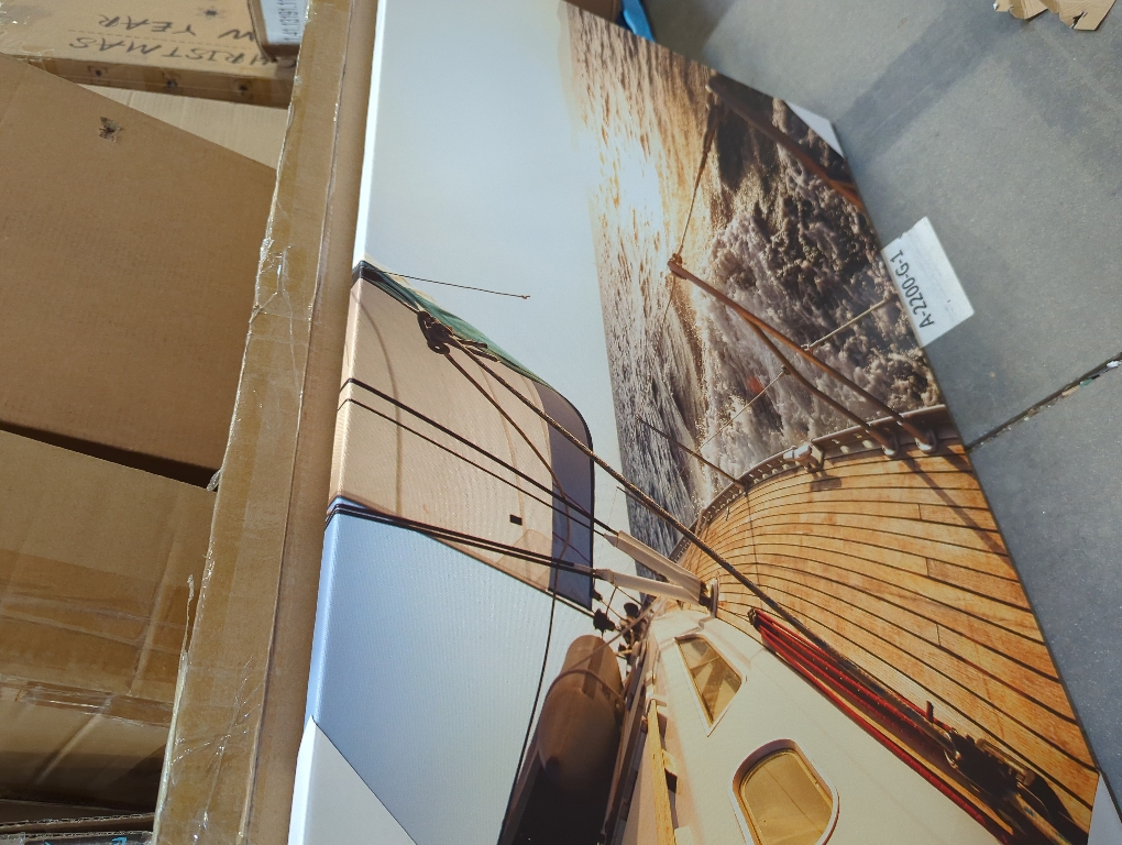 Hardy Gallery sailboat wall art coastal pictures: sunset wall decor sailing artwork nautical ocean print in canvas painting for bathroom 11 x 16