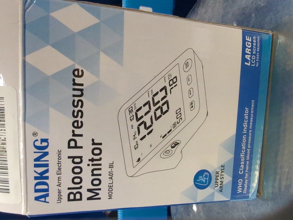 ADKING Upper Arm Blood Pressure Monitor Home Use LCD Backlit Screen,Large Cuff,2 User Mode 500 Memories,Two Power Options,4xAAA Batteries (Light Blue)