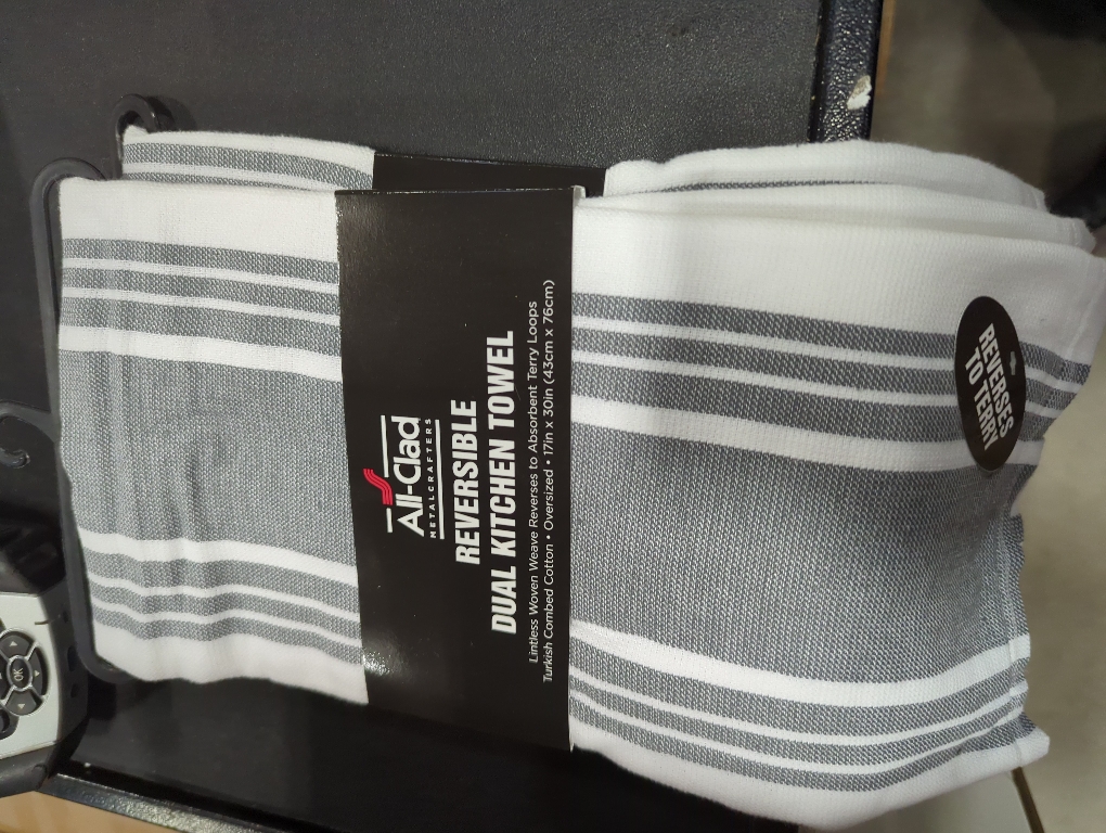 2pack. All-Clad Striped Dual Kitchen Towel in Pewter