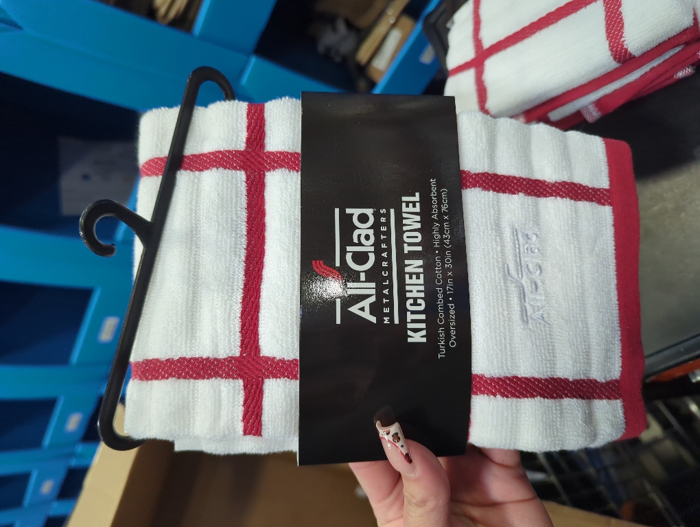 All-Clad Checked Kitchen Towel: Highly Absorbent, Super Soft Long Lasting - 100% Cotton, 17x30 Tea Towel for Cleaning & Drying Dishes, Pans, Glassware, or Countertops, (2-Pack), Chili