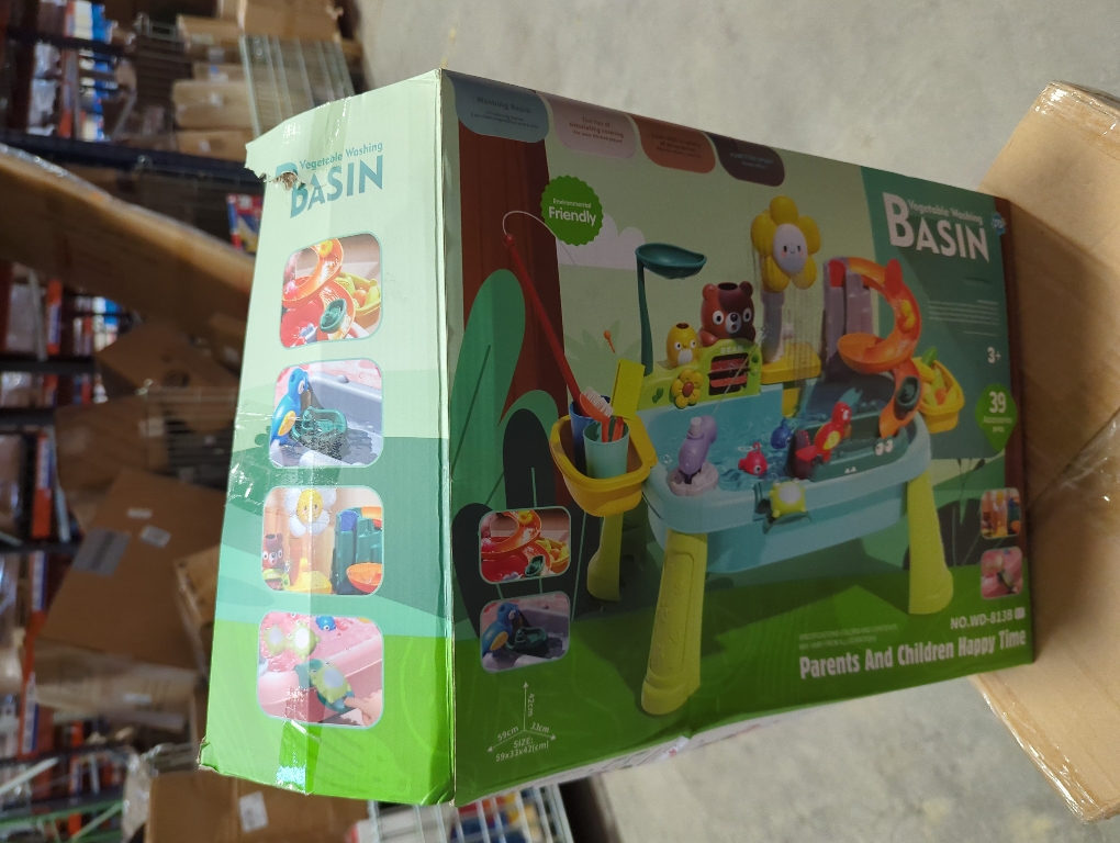 Blue 4-in-1 Kids Play Sink with Running Water, Mini Water Table with Detachable Legs, Upgraded Faucet and Dishes, Children Electric Dishwasher Toy, Kitchen Sensory Set (Blue)