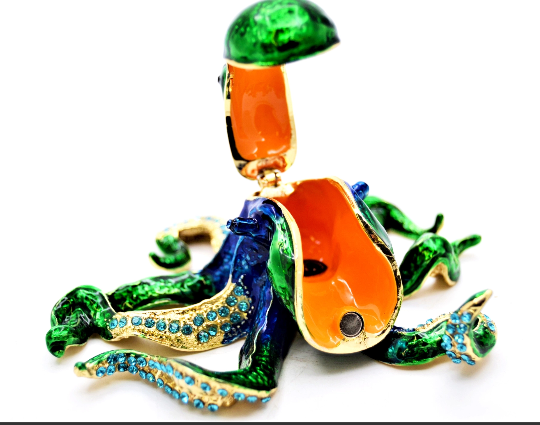 Ciel Collection Wholesale Blue Octopus Trinket Box. Hand Carfted with Swarovski