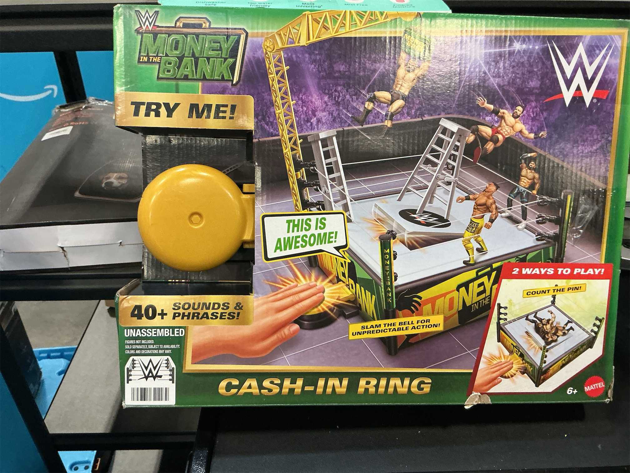 Mattel WWE Money in The Bank Cash-in Ring Playset with 2 Play Modes & 40  Sounds & Phrases, Includes Launcher Crane, Ladders & Briefcase, 13-Inch x 20-Inch