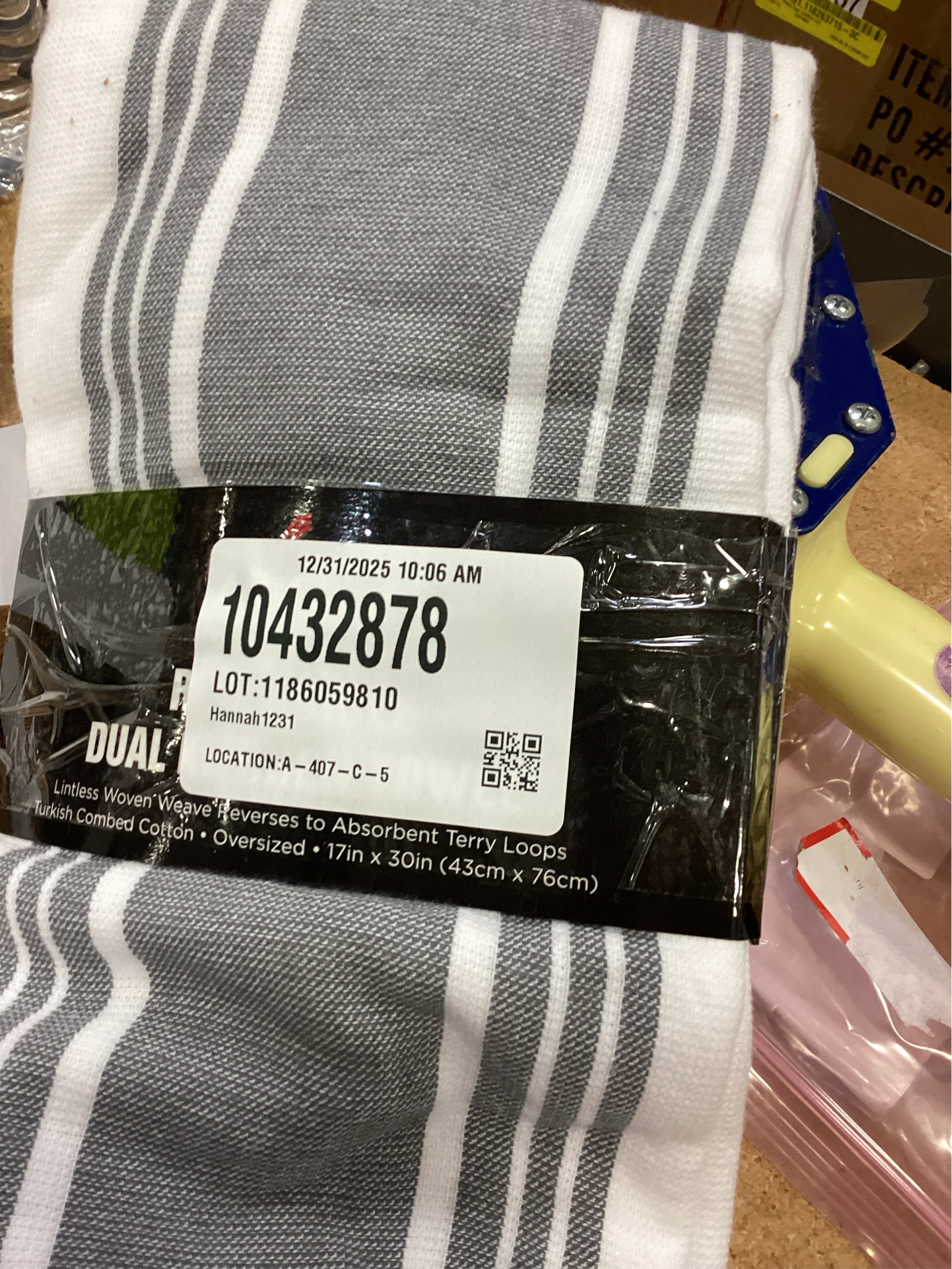 All-Clad Striped Dual Kitchen Towel in Pewter 2 pack