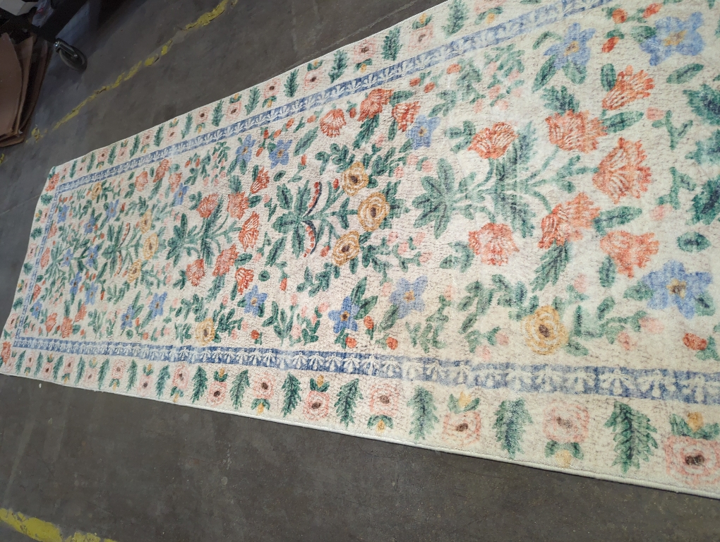 Loloi Rifle Paper Co. Eden Collection EDE-02 Mughal Garden Cream 2'-6 x 9'-6 Runner Rug feat. CloudPile™