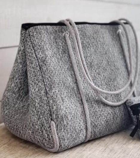 Pole Tribe Grey Neoprene Tote   Wristlet Handbag Women's Lightweight Durable