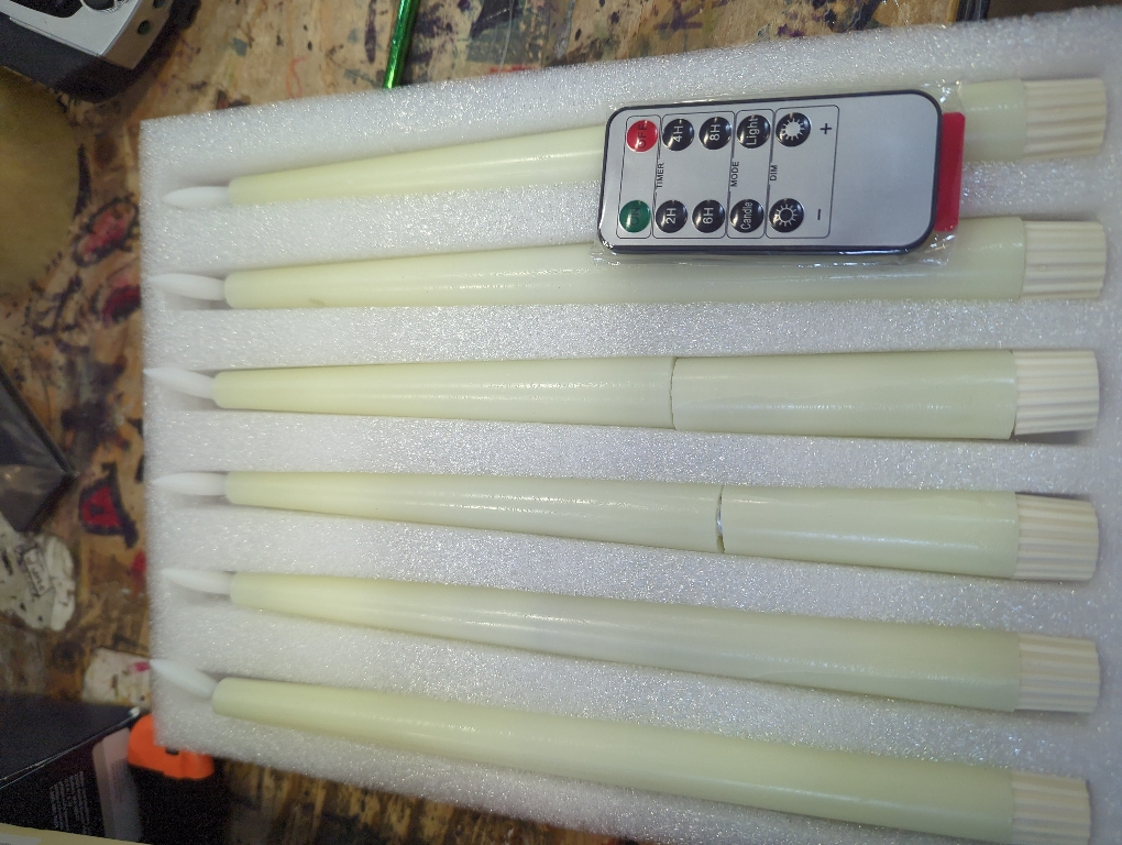 6 Pcs Burgundy Flameless Taper Candles with Remote, 10 White Battery Operated Led Candlesticks with Flickering 3D Flame, Fake Taper Candles for Halloween Anniversaries Dinner Home Décor