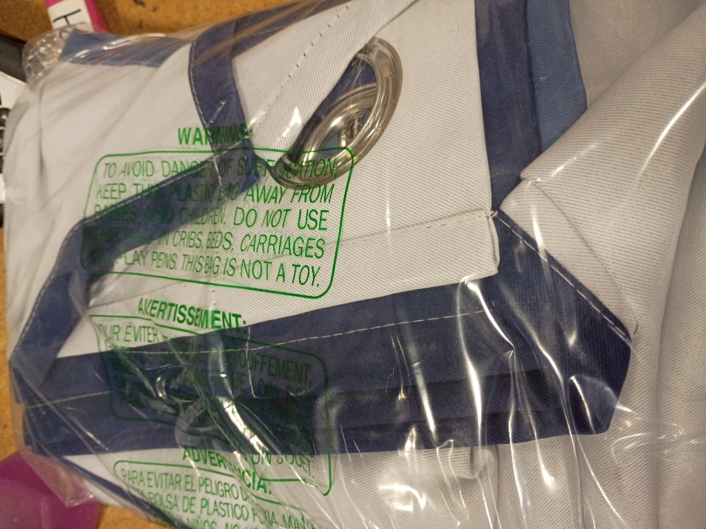 Lush Decor Block Border Grommet Blackout Window Curtain Panel Single 40 W x 84 L White & Navy - Blackout Curtains for Bedroom - White Curtains