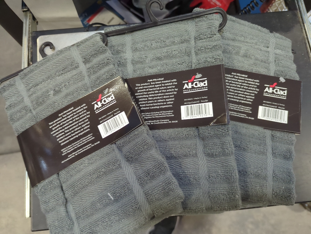 All-Clad Solid Kitchen Towel: Highly Absorbent, Super Soft Long Lasting - 100% Cotton, 17x30 Tea Towel for Cleaning & Drying Dishes, Pans, Glassware, or Countertops, (3-Pack), Pewter