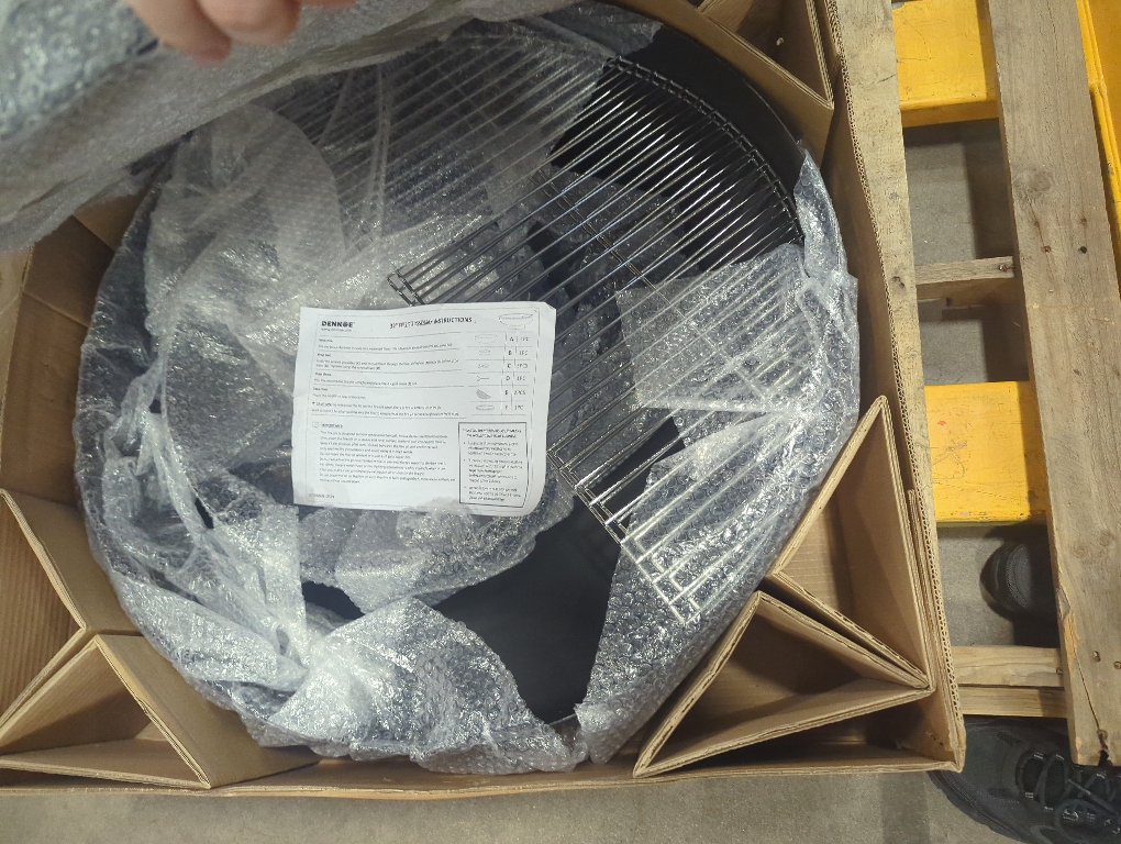 DENKOE Size  32 Inch Round Fire Pit Table with Fire Pit Grill, Extra Thick, Heavy Duty Fire Bowl, Deep Outdoor Firepit, Wood Burning Firepits for Outside Patio, Backyard Fire Pits, Large BBQ Pit