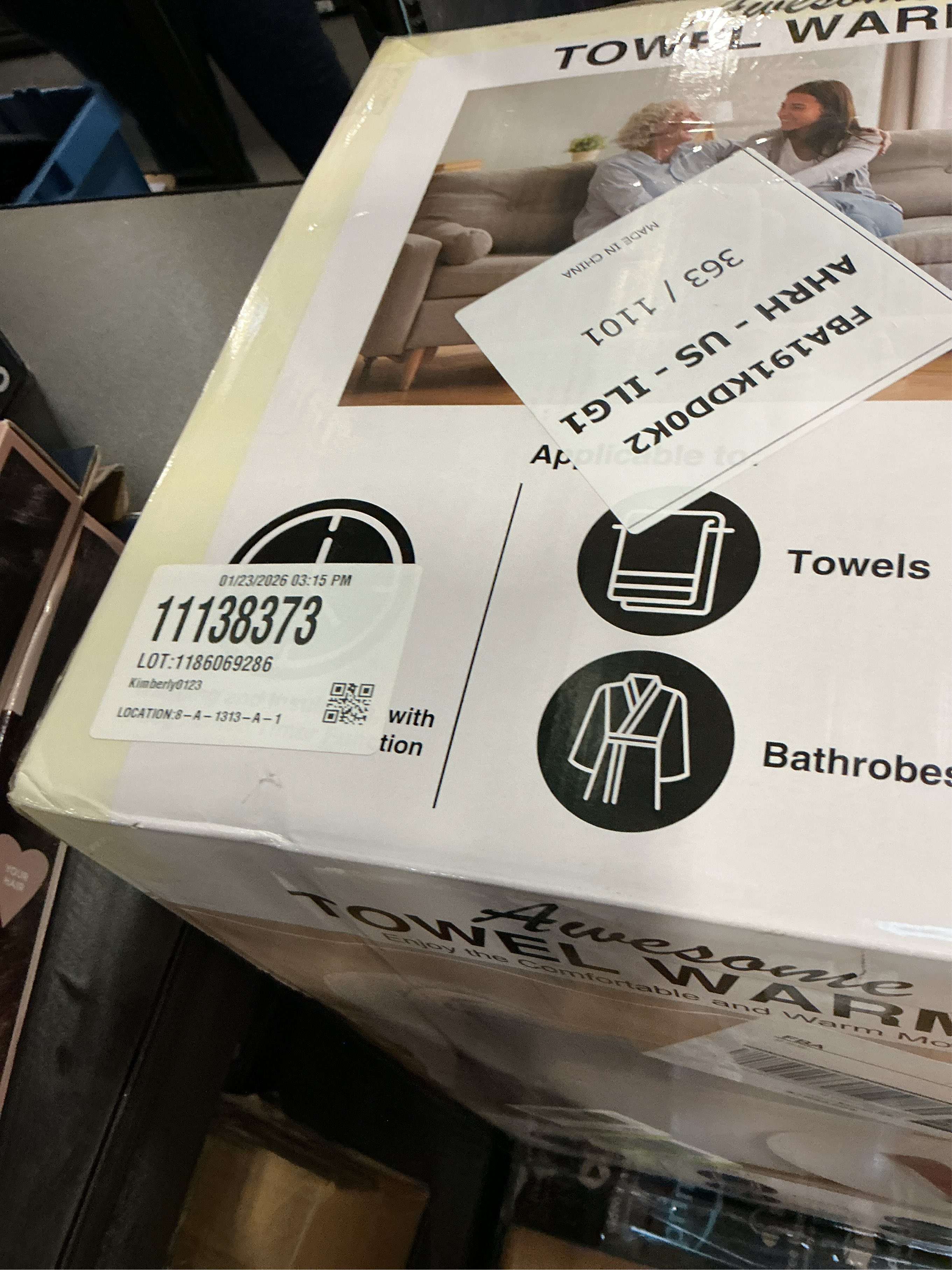 SAMEAT Heated Towel Warmers for Bathroom - Large Towel Warmer Bucket, Wood Handle, Auto Shut Off, Fits Up to Two 40X70 Oversized Towels, White