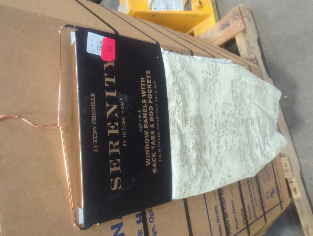 Luxury Chenille Serenity By Indigo Home Set Of 2 Window Panels With Back Tabs & Rod Pockets 38 x 96