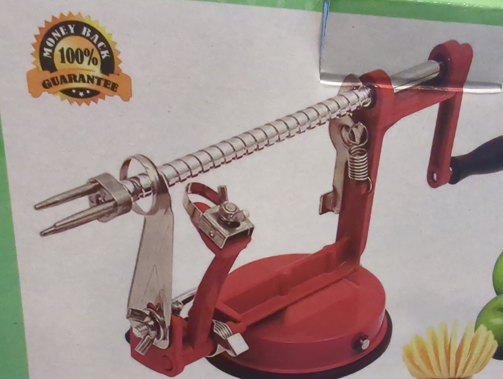 Red Apple Peeler Corer, Long lasting Chrome Cast Magnesium Alloy Apple Peeler Slicer Corer with Stainless Steel Blades and Powerful Suction Base for Apples and Potato(Red)