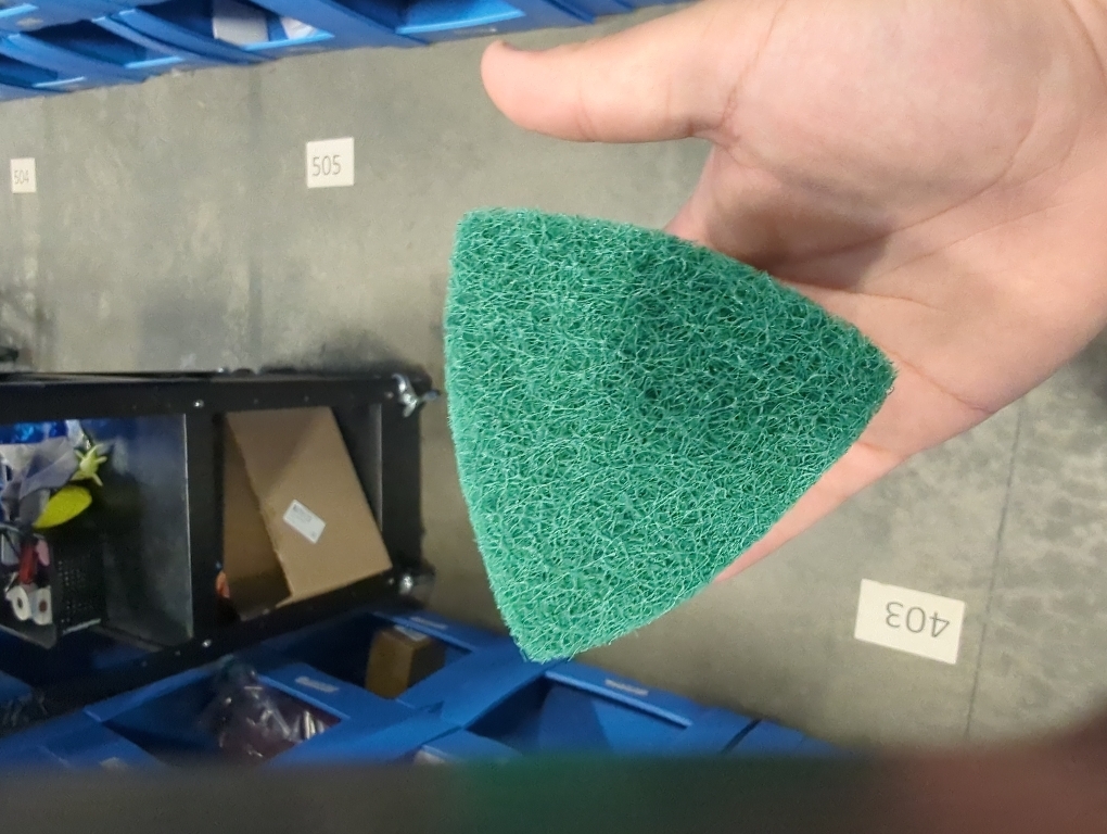5 Pcs Triangle Scouring Pad, Scouring Stick, Self Adhesive Plate Grinding Machine Accessories, Green Scrub Pads for Surface Sanding Polishing