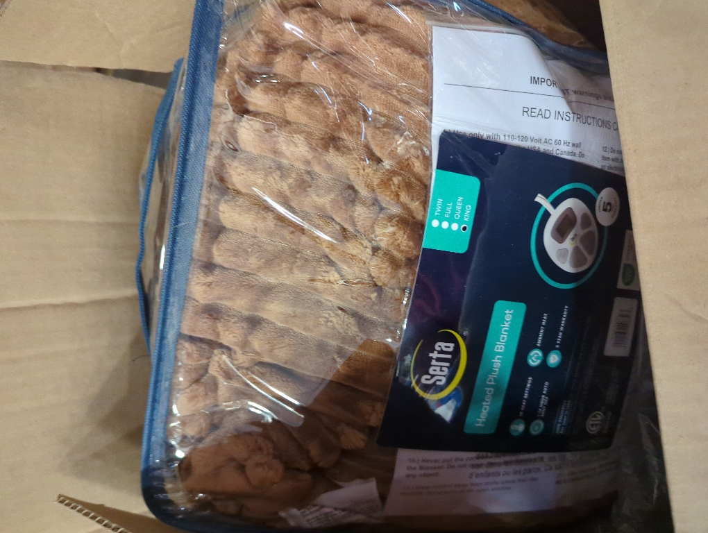 Serta Electric Blanket, Soft, Ribbed, Plush Heating Blanket King for Office, Couch, 1-12 hr Auto Shut Off Timer, 10 Lv Heating, ETL Certified, King 100x90 Chestnut Brown