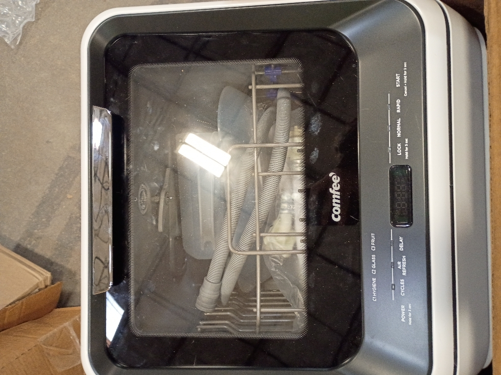 COMFEE' Portable Mini Dishwasher Countertop with 5L Built-in Water Tank for Apartments& RVs, No Hookup Needed, 6 Programs, 360° Dual Spray, 162℉ High-Temp& Air-Dry Function