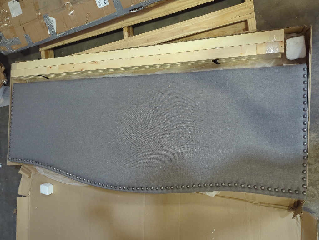 Upholstered CaliKings Bed Frame Stone