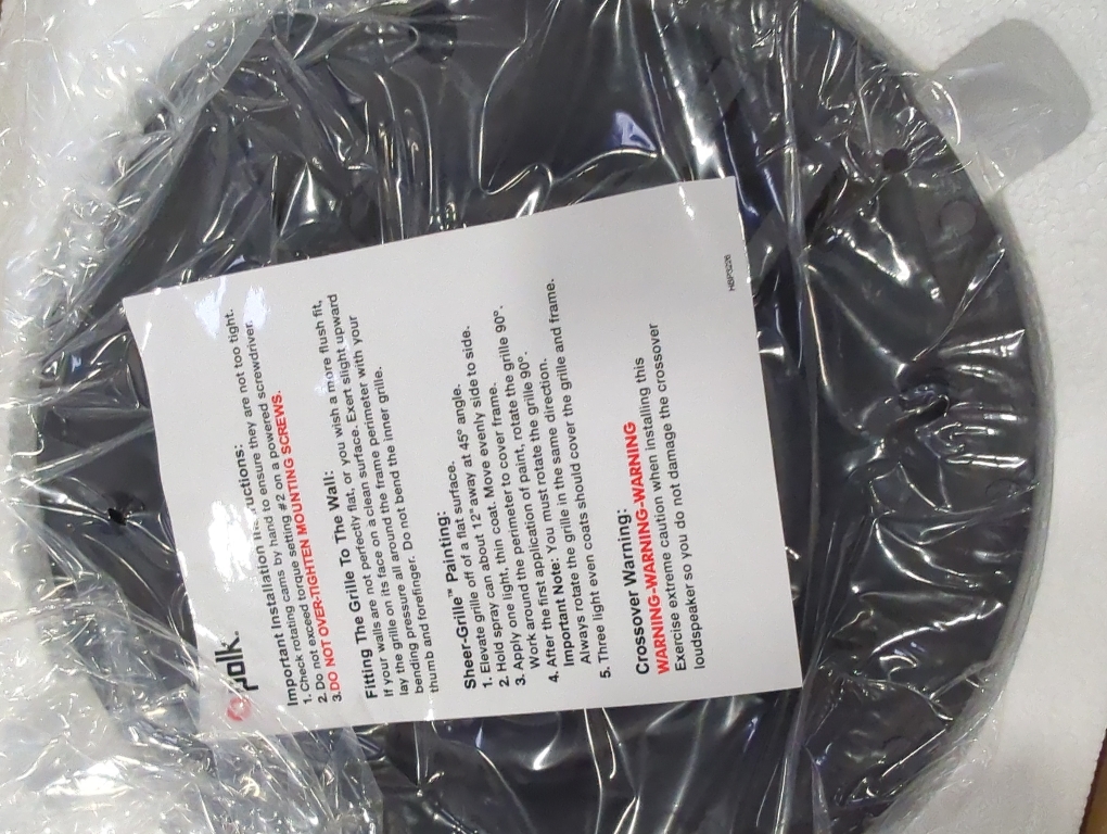 Polk Audio V60 in-Ceiling Speaker (Single), 6.5 Inch Speaker Ideal for All Rooms, Including Damp and Humid Bathroom, Kitchen or Utility Areas, Easy Installation, (Black, Paintable Grille)