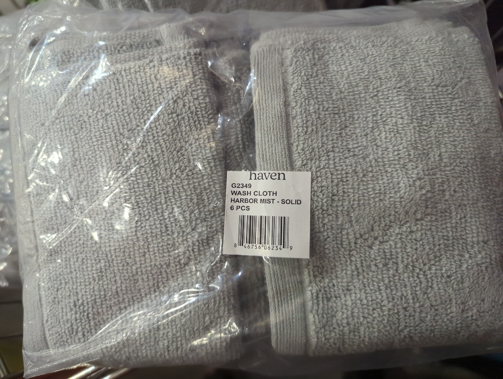 2 Pack Haven Organic Cotton Terry Washcloth in Harbor Mist Grey