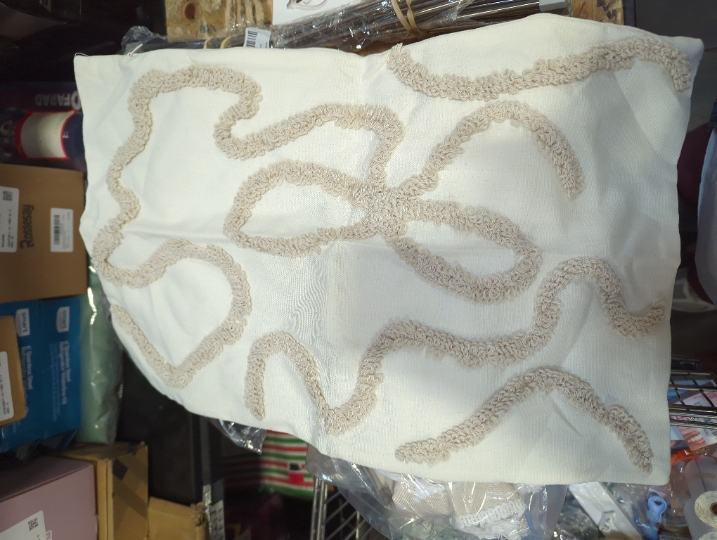 Coquette Bow Tufted Throw Pillow Cover 12x 20, Boho Neutral Linen Pillow Cushion Case