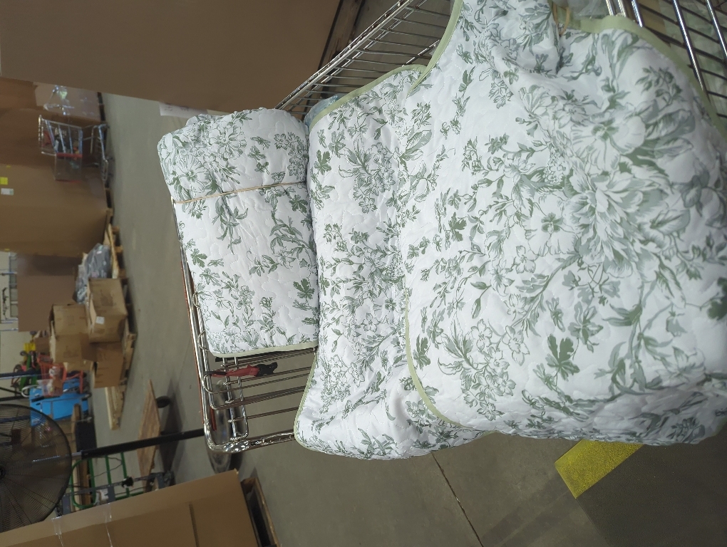 WONGS BEDDING Botanical King Size Quilt, 3 Pieces Bedspread Set, Sage Green | Floral Printed, Microfiber Coverlet, Breathable All-Season, Fits King 110x90, Perfect for Bedroom Guest Room Home Decor