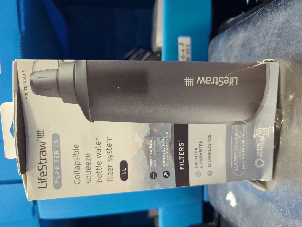 LifeStraw Peak Series Water Filter - 1L, Dark Mountain Gray, Protects Against Bacteria and Parasites, Ultra-Compact and Versatile