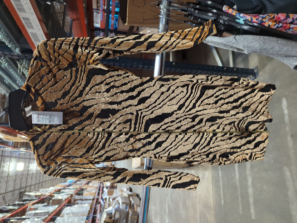 Size small Burnout Velvet Long Sleeve Mini Dress with Two Way Zipper Brown