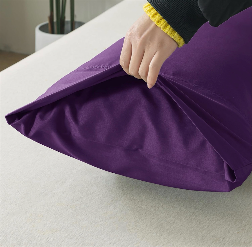 SHOUREN Cotton Body Pillow Insert - Soft Long Bed Pillow for Adults - 20 x 54 inch-White & Ultra Soft Microfiber Pillowcases, Breathable Long Pillow Case, Envelope Closure - Purple (20x54 inch)
