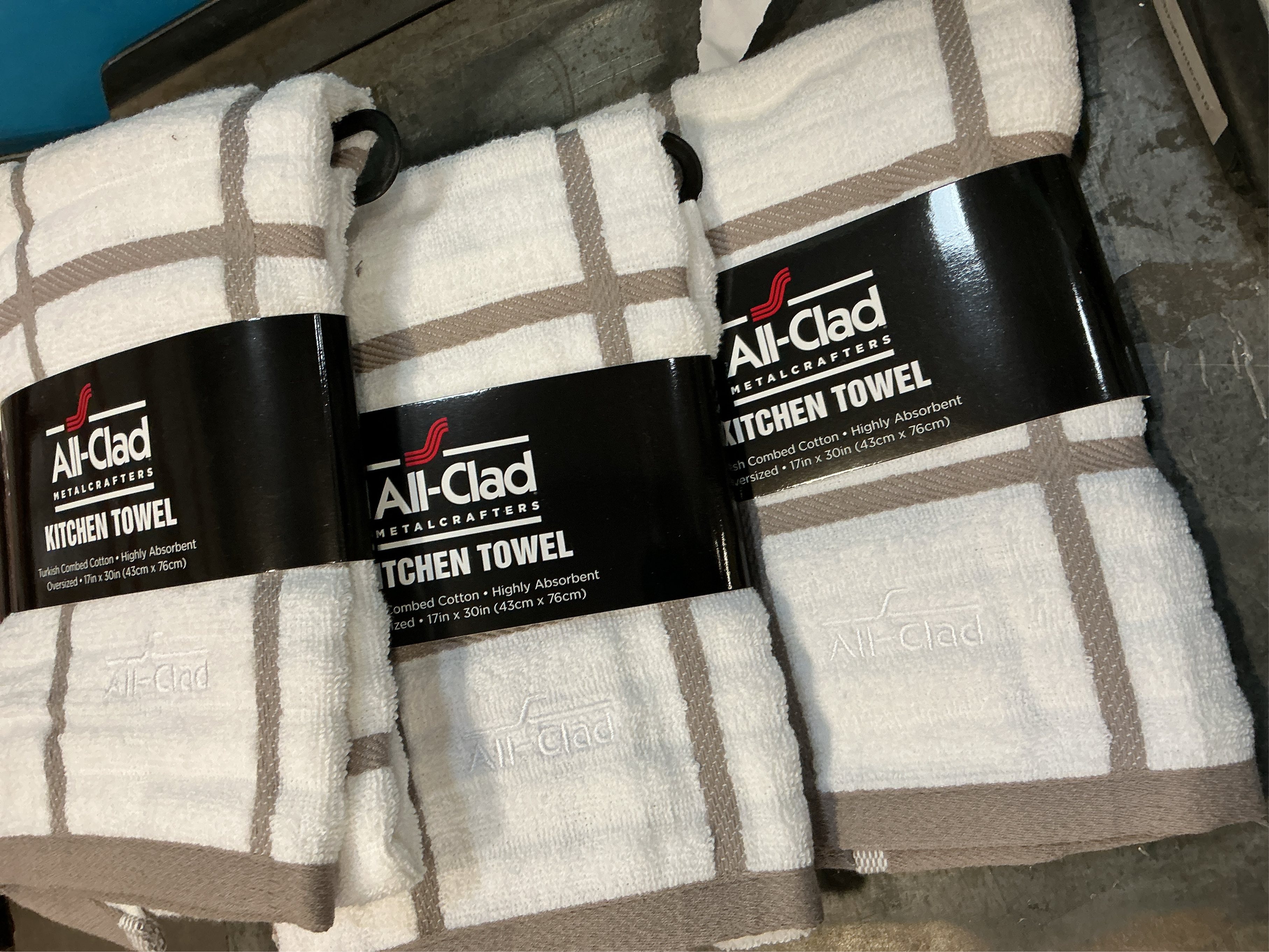 All-Clad Checked Kitchen Towel: Highly Absorbent, Super Soft Long Lasting - 100% Cotton, 17x30 Tea Towel for Cleaning & Drying Dishes, Pans, Glassware, or Countertops, (1-Pack), Titanium Gray