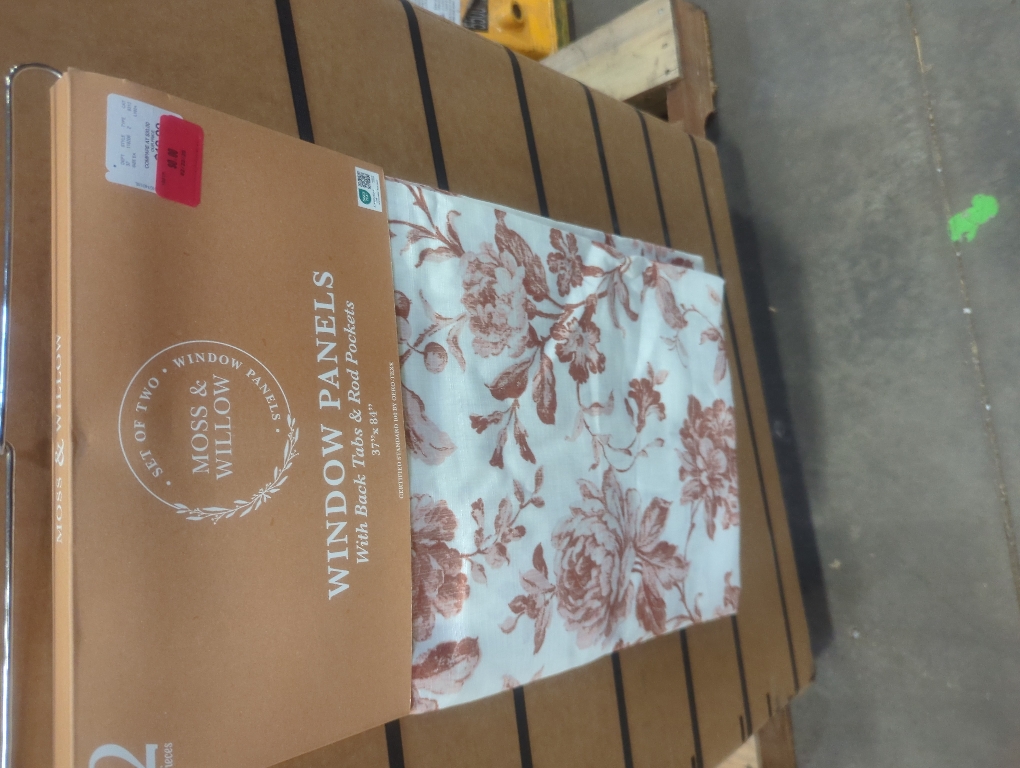 2pc Moss & Willow Window Panels With Back Tabs & Rod Pockets 37 x 84