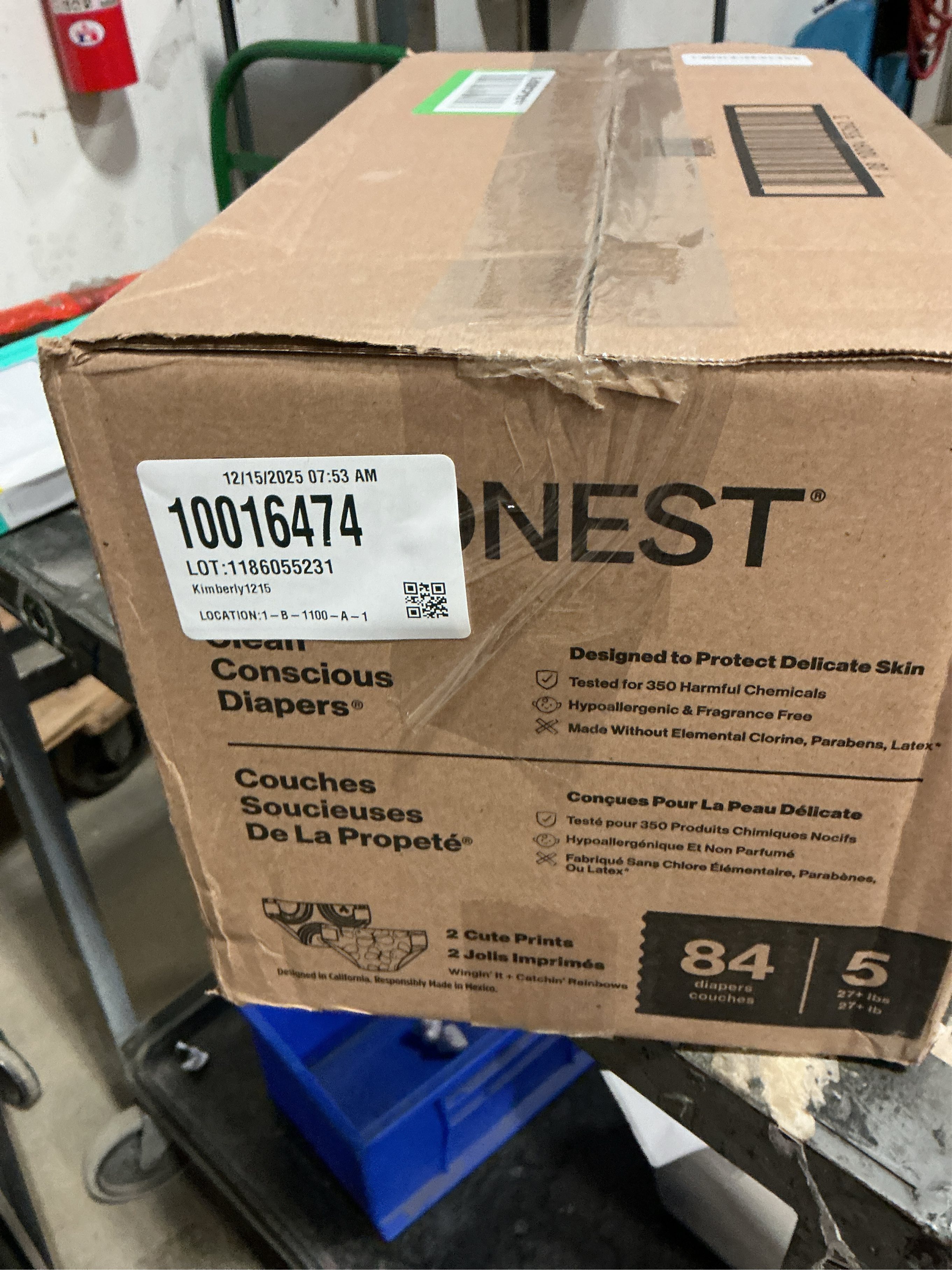 The Honest Company Clean Conscious Diapers for Sensitive Skin Up to 100% Leakproof Hypoallergenic Fragrance-Free Baby Girl Prints Super Club Box Size 5 (27 lbs) 84 Count (Prints