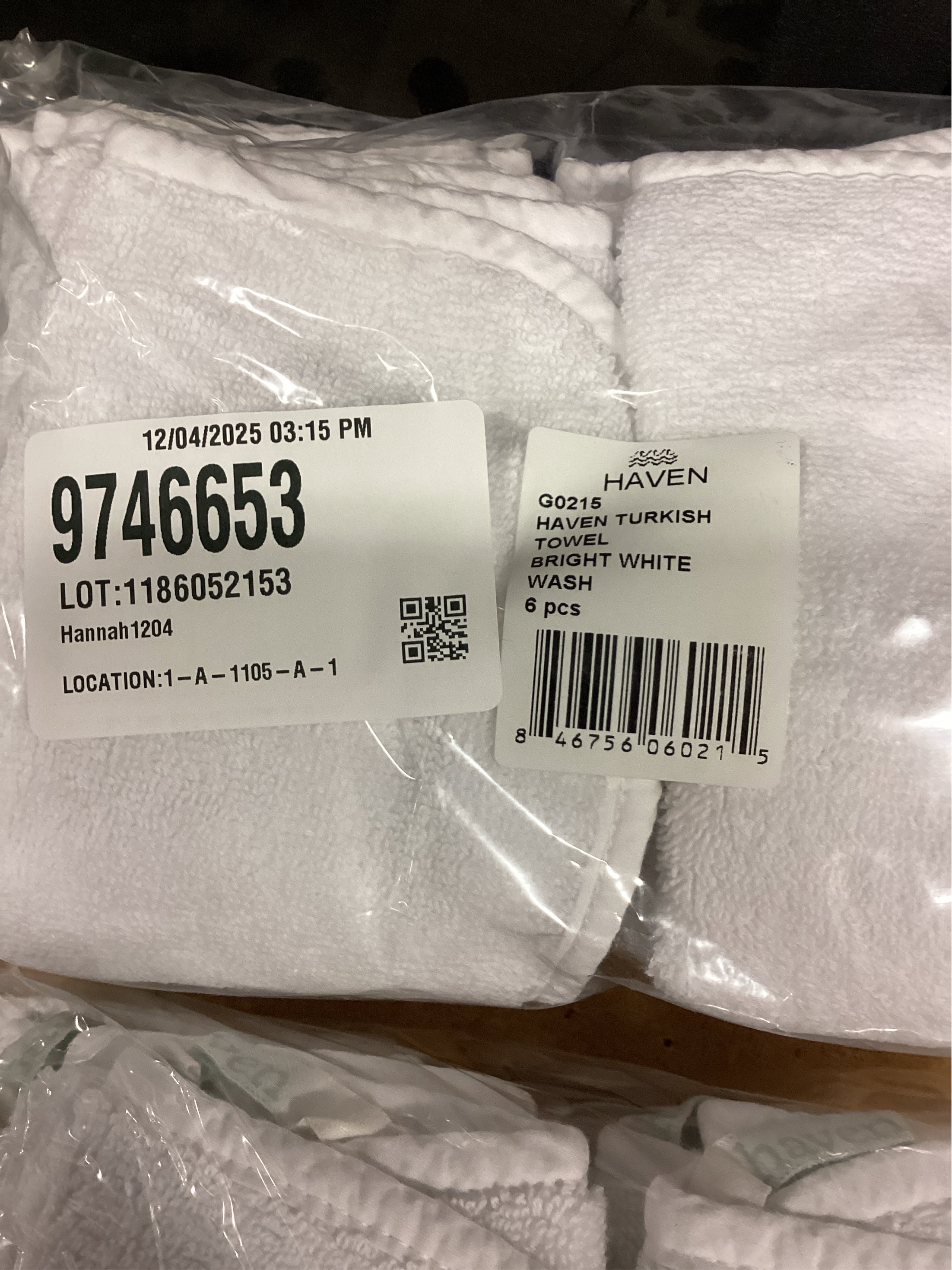 Haven Turkish Cotton Washcloth in Bright White6 pack