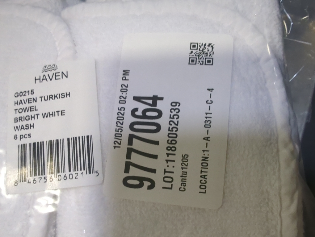 Haven Turkish Wash Towel Bright White 6pc