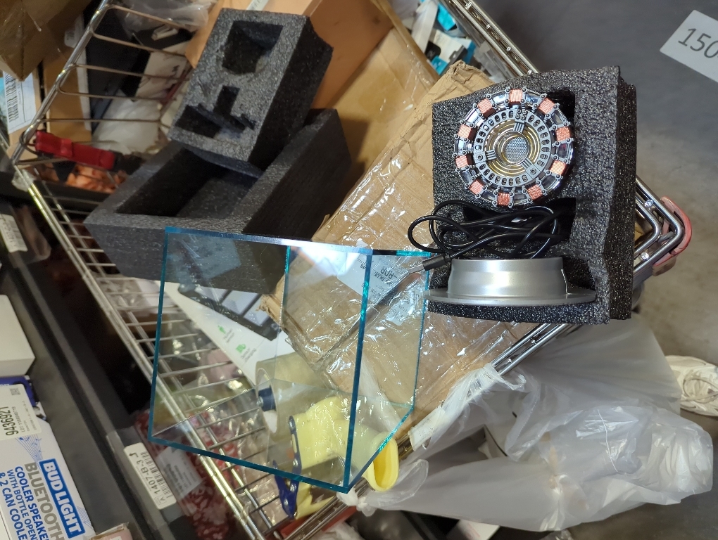 Lonyiabbi Arc Reactor MK1-1:1 Scale, USB Powered LED Light with Vibration Sensor, No Assembly, Display Case Included