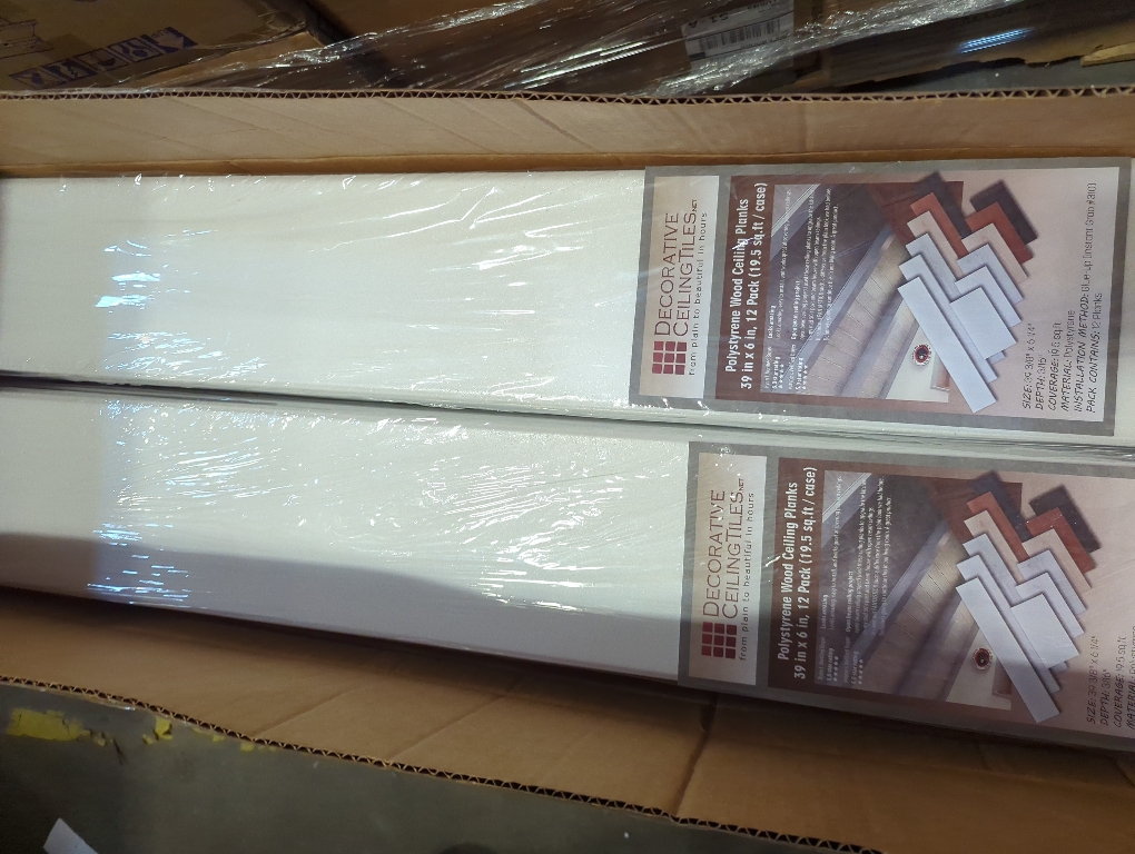 À LA MAISON CEILINGS WP08pw-96 Foam Ceiling Planks 39 in x 6 in, Plain White (156 sq.ft/case), Pack of 96