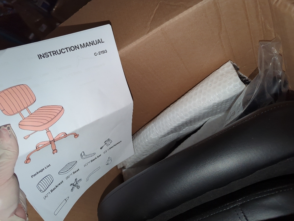 DUMOS Armless Office Desk Chair, Small Height Adjustable Computer Task Chair with Low Back Lumbar Support and 360° Swivel Rolling Wheels for Small Space, Kids and Adults, Dark Black