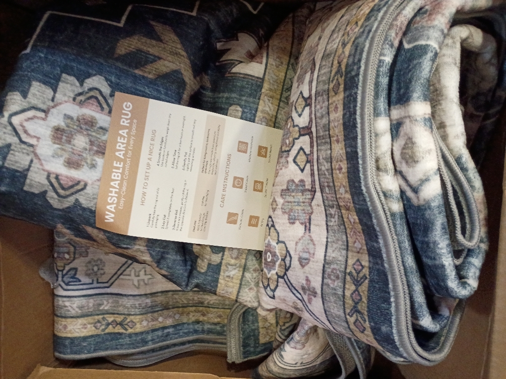 AMADA HOMEFURNISHING 8x10 Washable Area Rug, Low-Profile Large Area Rug with Non-Slip Backing & Durable Edge Binding, Vintage Large Rugs for Living Room, Bedroom, Dining Room