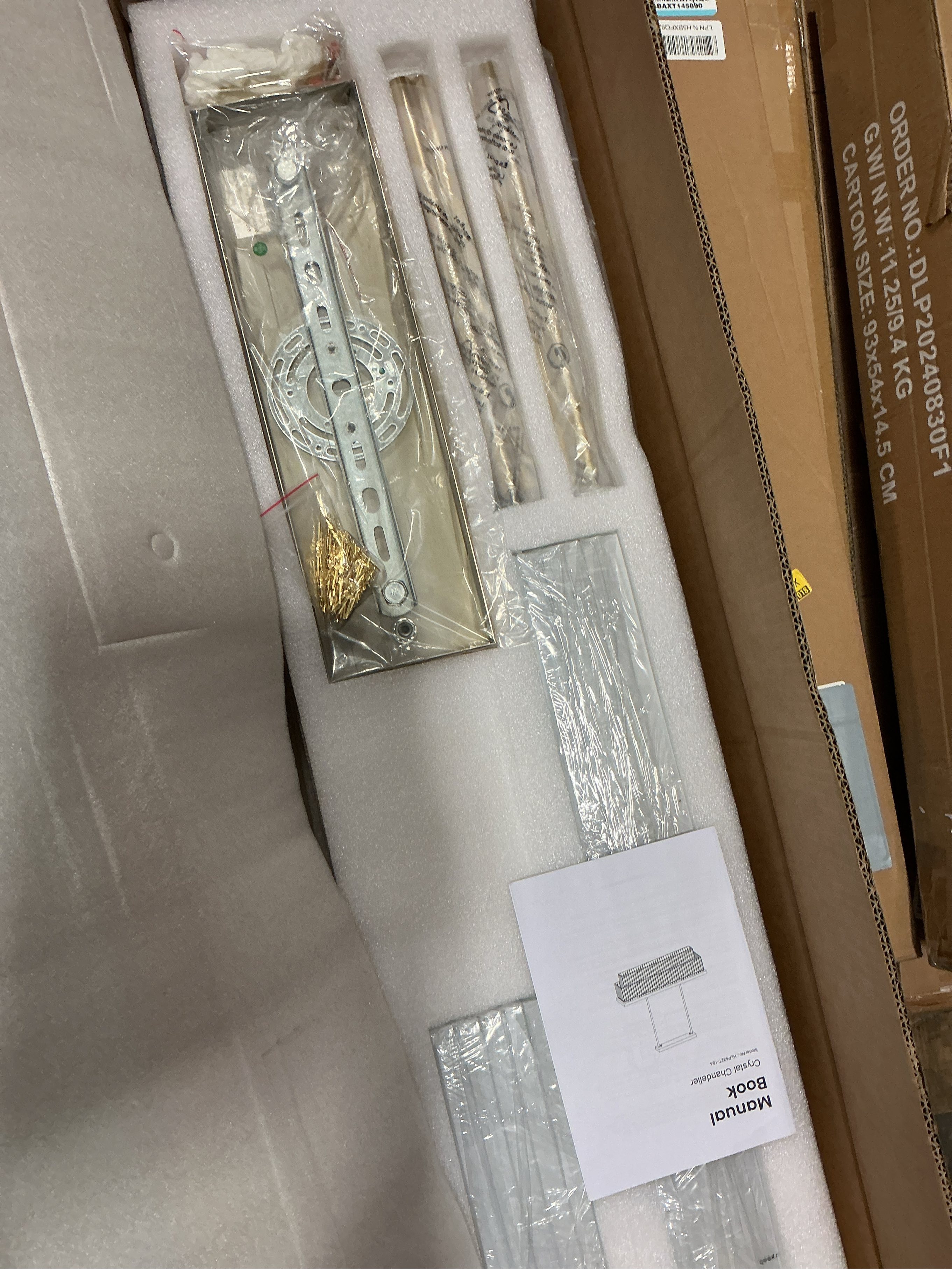 Siljoy 10-Light Rectangle Gold Crystal Chandelier for Dining Room Modern Rectangular 2 Tiers Crystal Raindrop Chandelier Linear Pendant Ceiling Light Fixture for Kitchen Island L40'' x W10'' x H10''