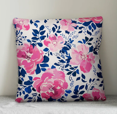 Floral Reversible Throw Pillow