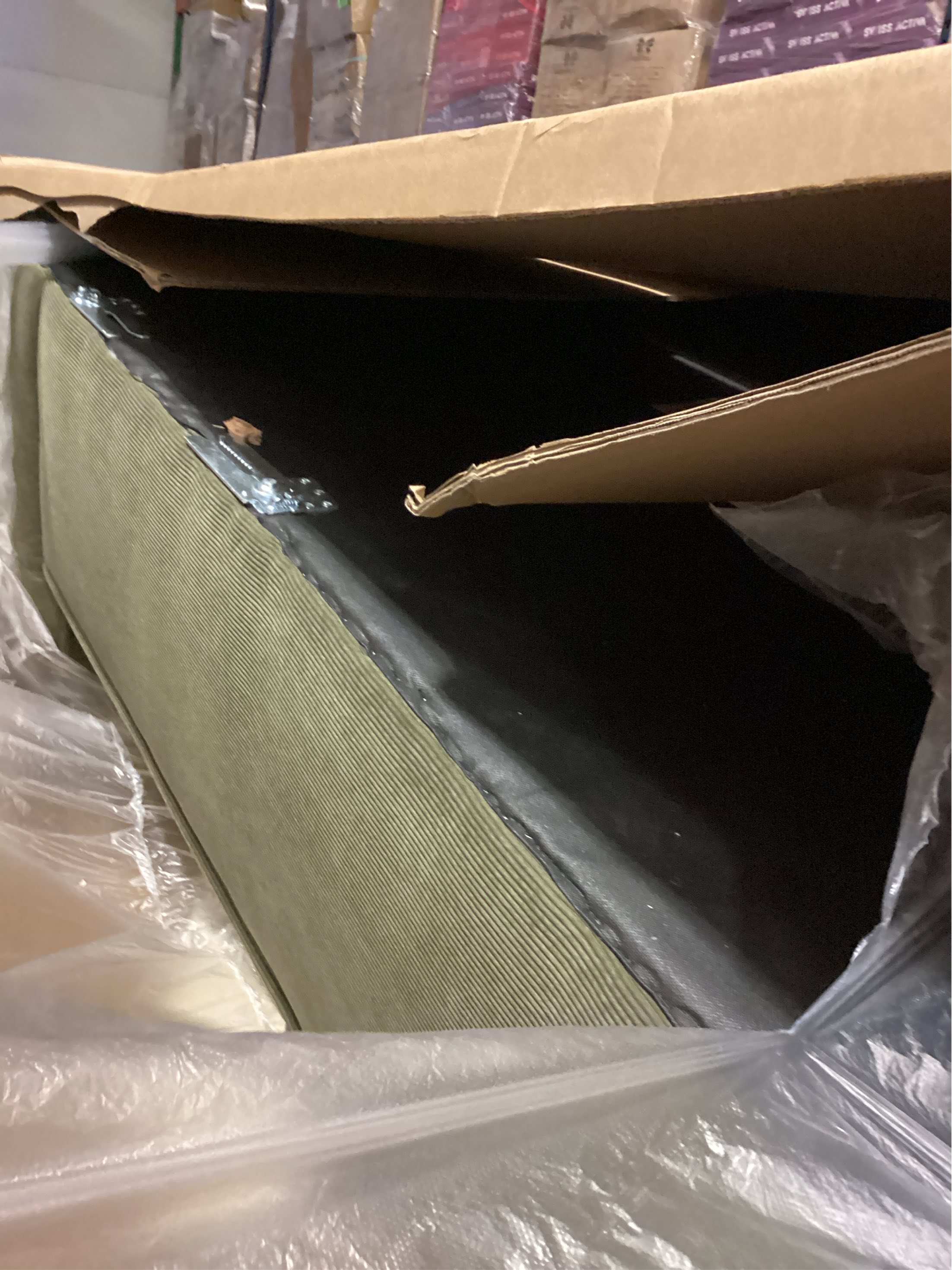 Olive Green Dockson Polyester Corduroy Left Side Facing Chaise Lounge