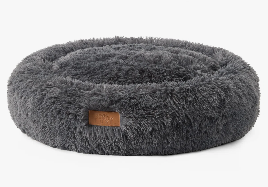 Town & Country Luxe Gray CuddleTown Fuzzy Solid Donut Pet Bed