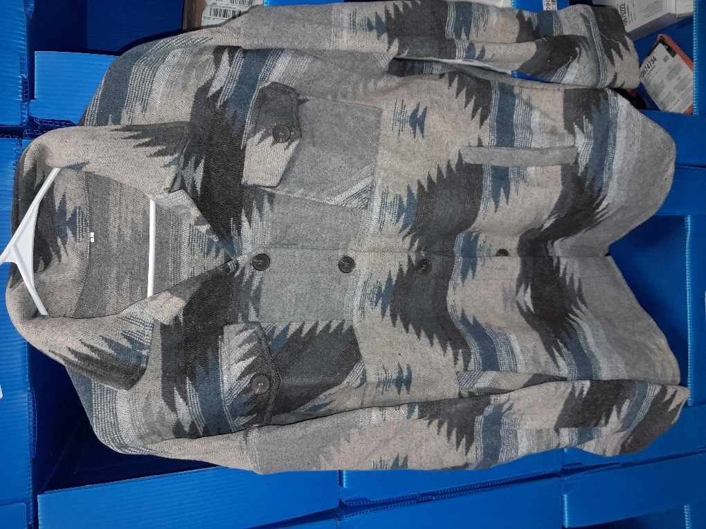 VIEWON Men's Casual Print Button Down Long Sleeve Lightweight Lapel Western Shacket Jacket Coat Large