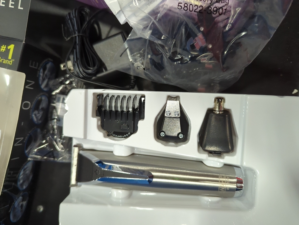 Wahl USA Stainless Steel Lithium-Ion Cordless Beard Trimmer for Men - Rechargeable All in One Men's Beard Trimmer with Rotary Ear & Nose Trimmer, & Detail Trimmer - Model 9818A