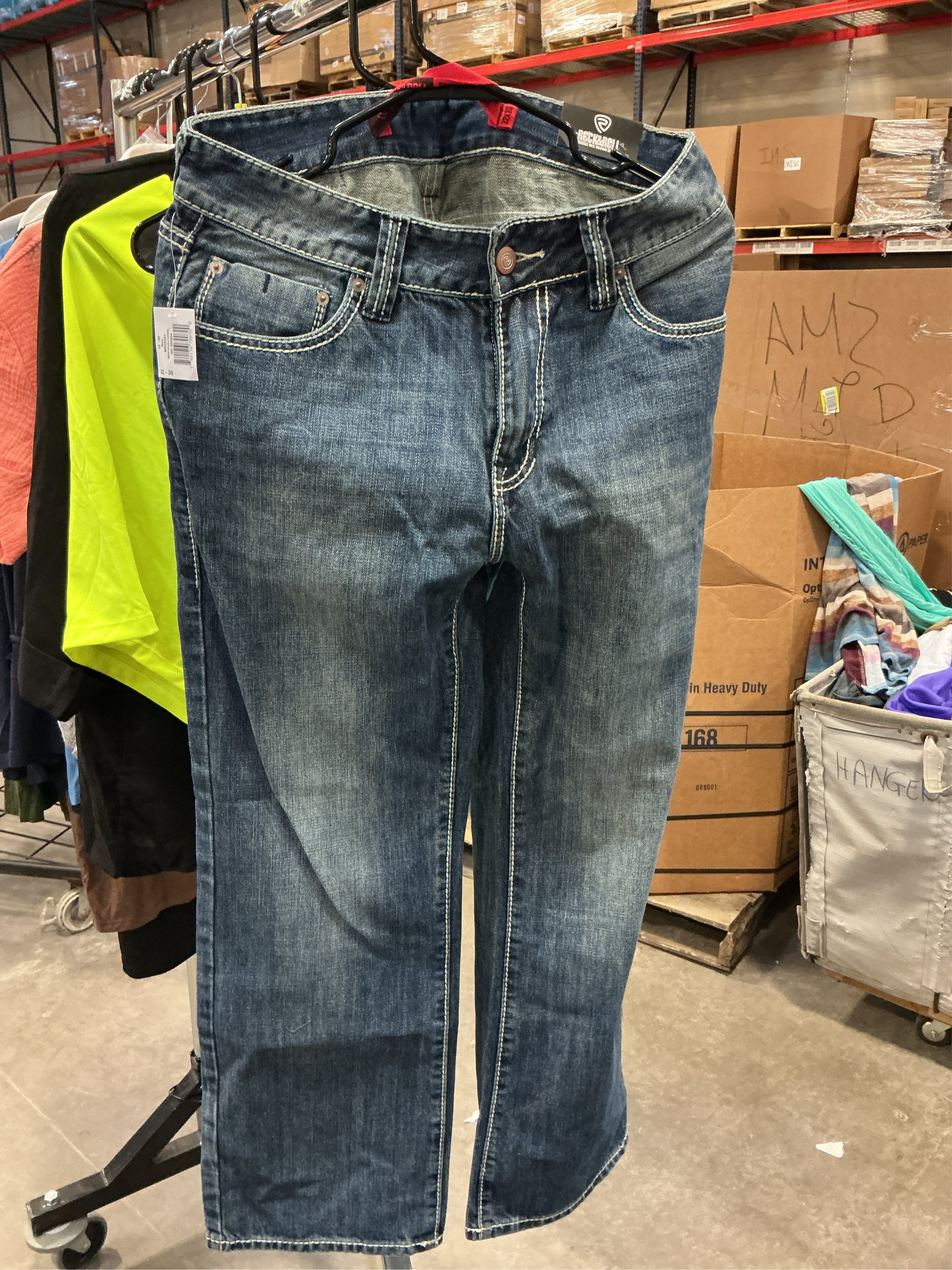 size 32-30, M. Rock & Roll Denim Relaxed Fit Straight Bootcut Jeans #M0S8553