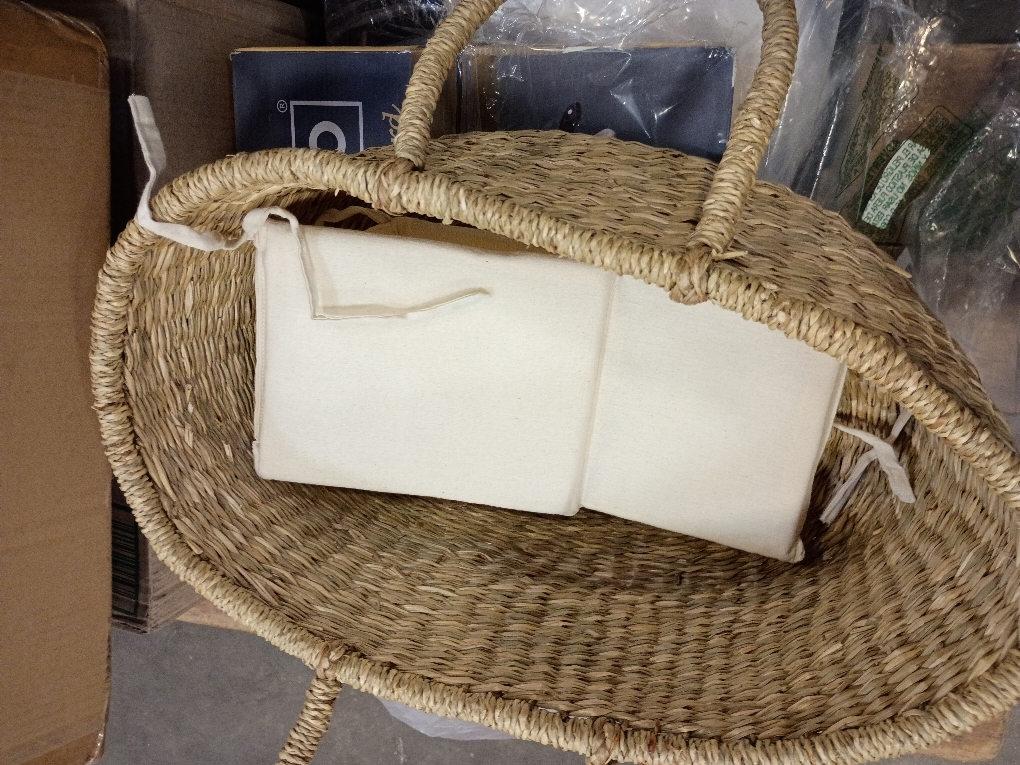 Premium Wicker Baby Diaper Caddy Organizer, Woven Seagrass Basket with Handles, Diaper Basket with Dividers (Seagrass)