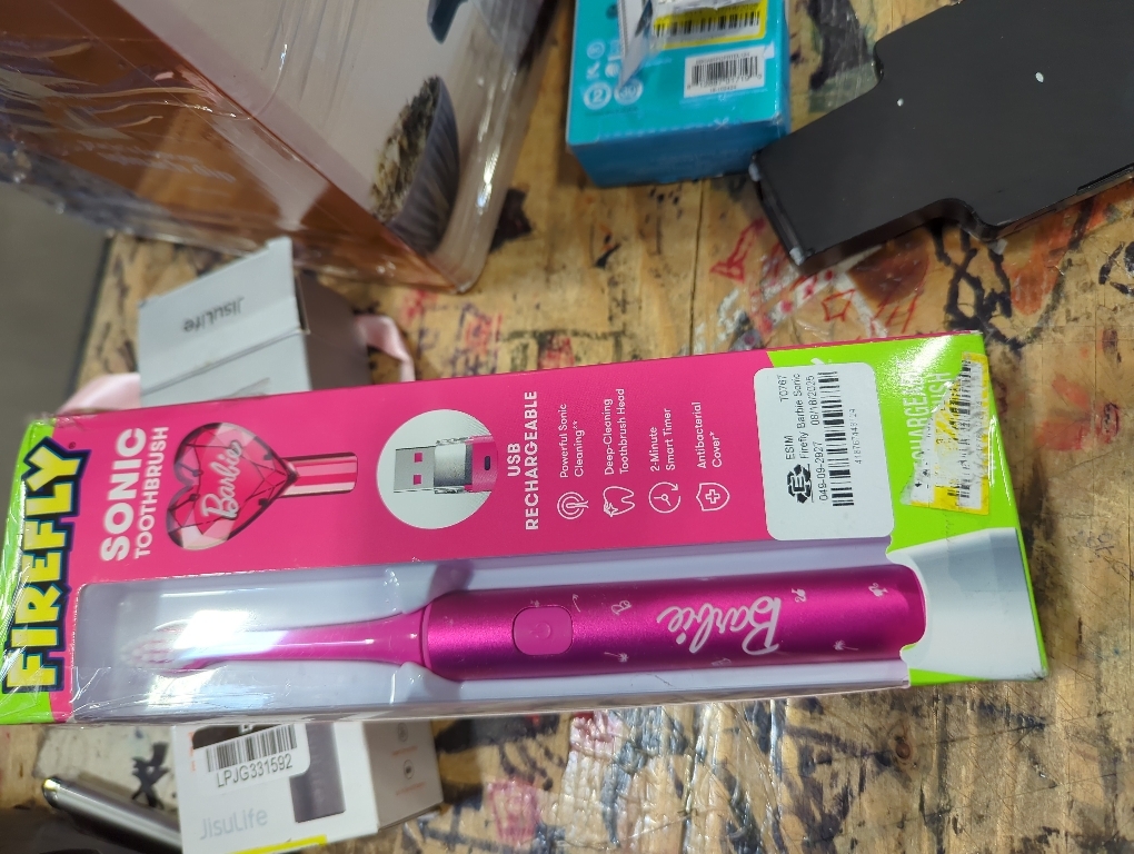 FIREFLY Slim Sonic Barbie Toothbrush with USB Charging and Antibacterial Cover, Ages 3 , 1 Count