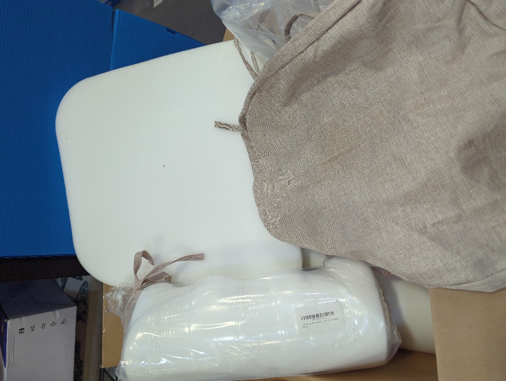 AAAAAcessories D-Shaped Chair Cushions, 2 Thick Dining Chair Pads with Ties and Removable, Machine-Washable Cover, 17 x 16, Set of 6, Oatmeal Beige